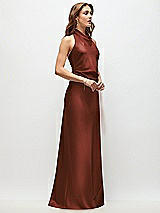Side View Thumbnail - Auburn Moon High Cowl Neck Open-Back Stretch Satin Bias Maxi Dress