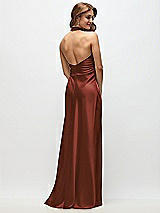Rear View Thumbnail - Auburn Moon High Cowl Neck Open-Back Stretch Satin Bias Maxi Dress