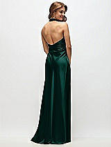 Rear View Thumbnail - Evergreen High Cowl Neck Open-Back Stretch Satin Bias Maxi Dress