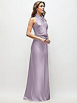 Side View Thumbnail - Lilac Haze High Cowl Neck Open-Back Stretch Satin Bias Maxi Dress