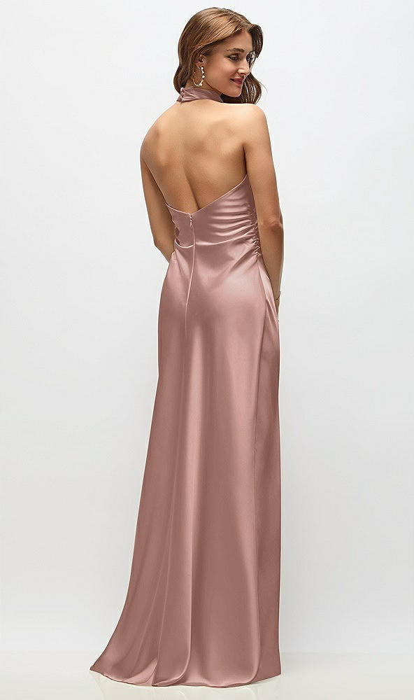 Back View - Neu Nude High Cowl Neck Open-Back Stretch Satin Bias Maxi Dress