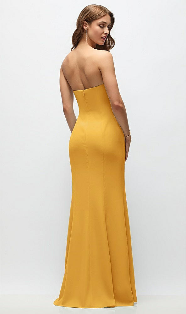 Back View - NYC Yellow Strapless Fit and Flare Crepe Maxi Dress