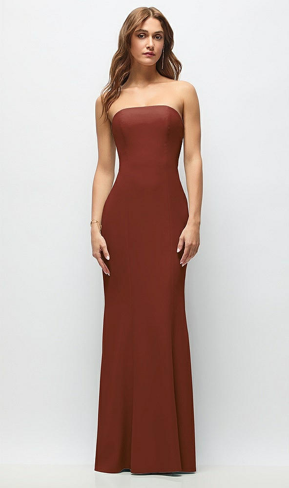 Front View - Auburn Moon Strapless Fit and Flare Crepe Maxi Dress