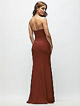 Rear View Thumbnail - Auburn Moon Strapless Fit and Flare Crepe Maxi Dress