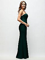Side View Thumbnail - Evergreen Strapless Fit and Flare Crepe Maxi Dress