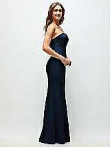 Side View Thumbnail - Midnight Navy Strapless Fit and Flare Crepe Maxi Dress