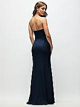 Rear View Thumbnail - Midnight Navy Strapless Fit and Flare Crepe Maxi Dress