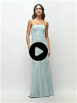 Video 1 Thumbnail - Mist Strapless Fit and Flare Crepe Maxi Dress