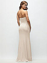 Rear View Thumbnail - Oat Strapless Fit and Flare Crepe Maxi Dress