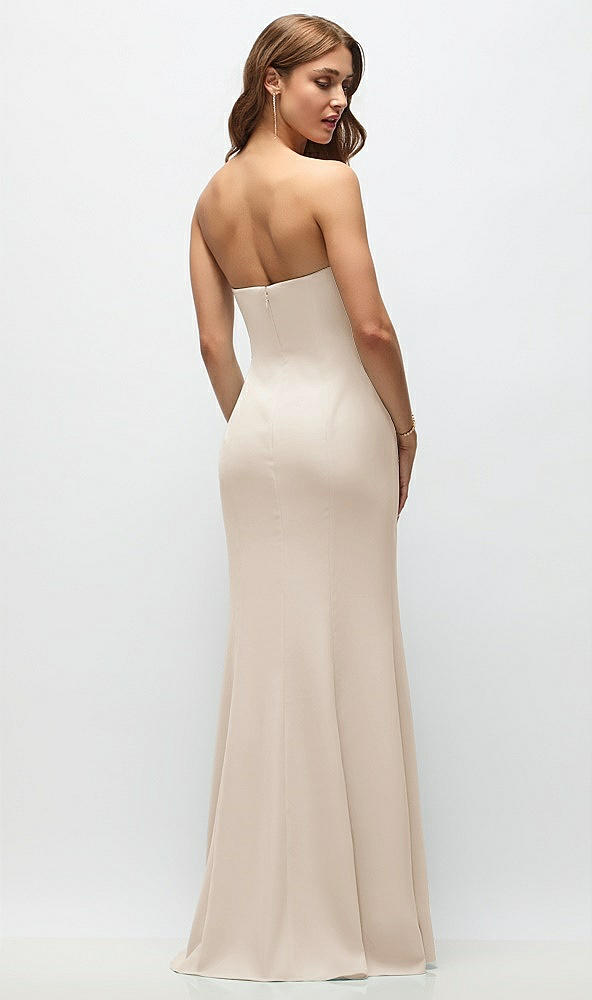 Back View - Oat Strapless Fit and Flare Crepe Maxi Dress