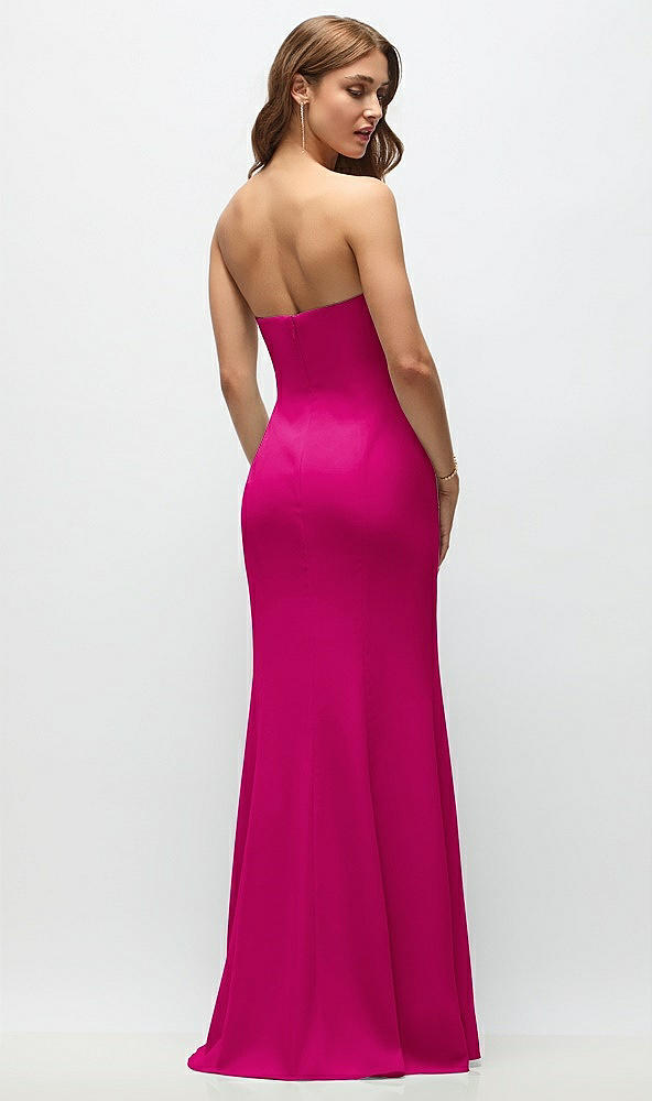 Back View - Think Pink Strapless Fit and Flare Crepe Maxi Dress