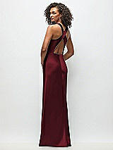 Rear View Thumbnail - Cabernet Cowl Neck Criss-Cross Back Satin Maxi Dress
