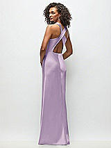 Rear View Thumbnail - Pale Purple Cowl Neck Criss-Cross Back Satin Maxi Dress