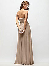 Rear View Thumbnail - Topaz Strapless Basque Drop Waist Chiffon Maxi Dress with Shirred Skirt