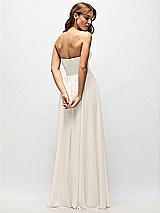 Rear View Thumbnail - Ivory Strapless Basque Drop Waist Chiffon Maxi Dress with Shirred Skirt