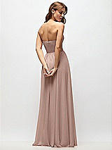 Rear View Thumbnail - Neu Nude Strapless Basque Drop Waist Chiffon Maxi Dress with Shirred Skirt