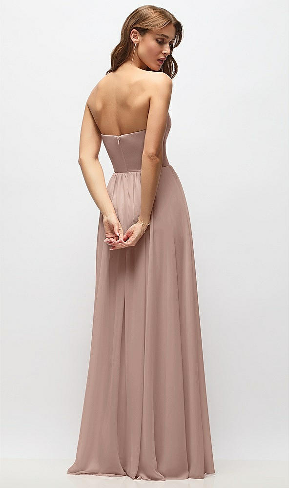 Back View - Neu Nude Strapless Basque Drop Waist Chiffon Maxi Dress with Shirred Skirt