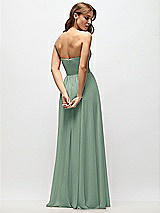 Rear View Thumbnail - Seagrass Strapless Basque Drop Waist Chiffon Maxi Dress with Shirred Skirt