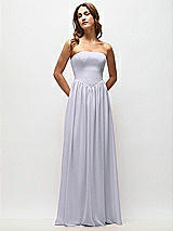 Front View Thumbnail - Silver Dove Strapless Basque Drop Waist Chiffon Maxi Dress with Shirred Skirt