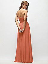 Rear View Thumbnail - Terracotta Copper Strapless Basque Drop Waist Chiffon Maxi Dress with Shirred Skirt