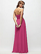 Rear View Thumbnail - Tea Rose Strapless Basque Drop Waist Chiffon Maxi Dress with Shirred Skirt