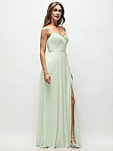 Side View Thumbnail - Mint Green Wrap Bodice Chiffon Maxi Dress with Adjustable Spaghetti Straps