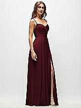 Side View Thumbnail - Cabernet Wrap Bodice Chiffon Maxi Dress with Adjustable Spaghetti Straps