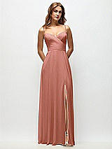 Front View Thumbnail - Desert Rose Wrap Bodice Chiffon Maxi Dress with Adjustable Spaghetti Straps
