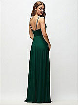 Rear View Thumbnail - Hunter Green Wrap Bodice Chiffon Maxi Dress with Adjustable Spaghetti Straps