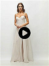 Video 1 Thumbnail - Blush Wrap Bodice Chiffon Maxi Dress with Adjustable Spaghetti Straps