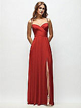 Front View Thumbnail - Poppy Red Wrap Bodice Chiffon Maxi Dress with Adjustable Spaghetti Straps