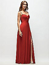 Side View Thumbnail - Poppy Red Wrap Bodice Chiffon Maxi Dress with Adjustable Spaghetti Straps