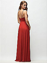 Rear View Thumbnail - Poppy Red Wrap Bodice Chiffon Maxi Dress with Adjustable Spaghetti Straps