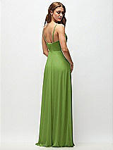 Rear View Thumbnail - Peridot Green Wrap Bodice Chiffon Maxi Dress with Adjustable Spaghetti Straps