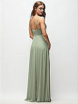 Rear View Thumbnail - Sage Wrap Bodice Chiffon Maxi Dress with Adjustable Spaghetti Straps