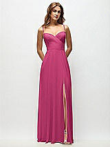 Front View Thumbnail - Tea Rose Wrap Bodice Chiffon Maxi Dress with Adjustable Spaghetti Straps