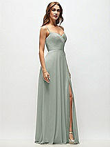 Side View Thumbnail - Willow Green Wrap Bodice Chiffon Maxi Dress with Adjustable Spaghetti Straps