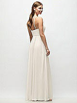 Rear View Thumbnail - Ivory High-Neck Halter Chiffon Maxi Dress with Adjustable Spaghetti Straps