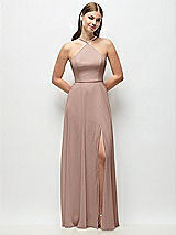 Front View Thumbnail - Neu Nude High-Neck Halter Chiffon Maxi Dress with Adjustable Spaghetti Straps