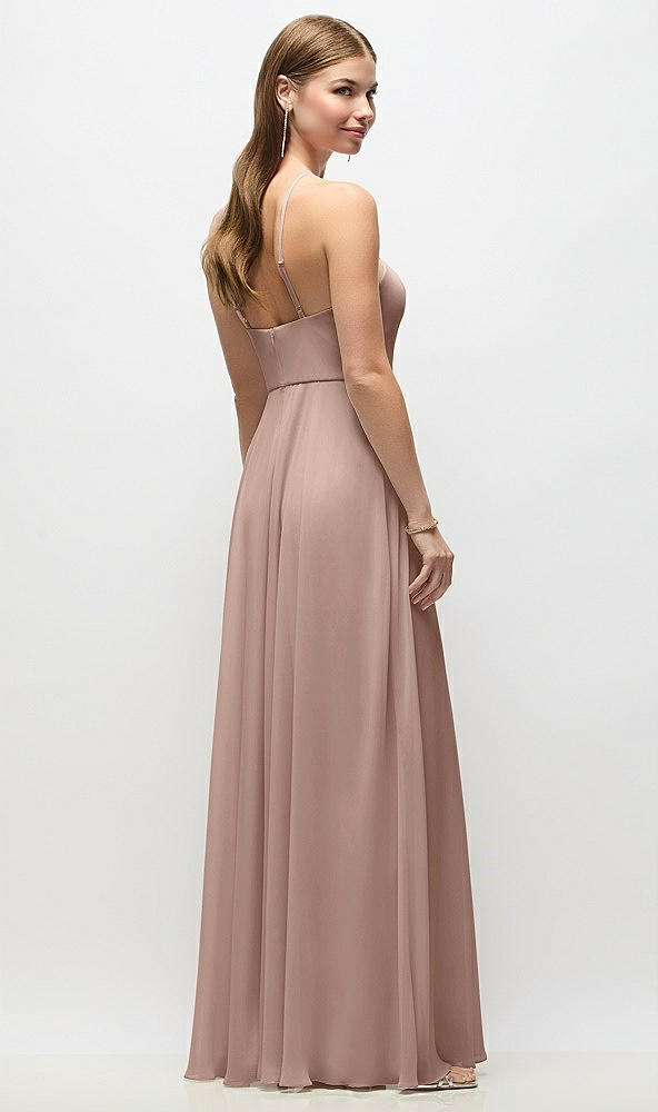 Back View - Neu Nude High-Neck Halter Chiffon Maxi Dress with Adjustable Spaghetti Straps