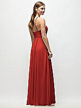 Rear View Thumbnail - Poppy Red High-Neck Halter Chiffon Maxi Dress with Adjustable Spaghetti Straps