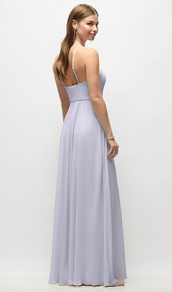 Back View - Silver Dove High-Neck Halter Chiffon Maxi Dress with Adjustable Spaghetti Straps