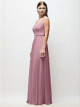 Side View Thumbnail - Dusty Pink Scoop Neck Tank Strap Chiffon Maxi Dress