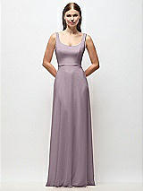Front View Thumbnail - Lilac Dusk Scoop Neck Tank Strap Chiffon Maxi Dress