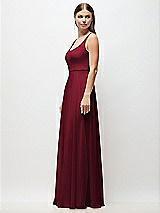 Side View Thumbnail - Burgundy Scoop Neck Tank Strap Chiffon Maxi Dress