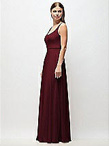 Side View Thumbnail - Cabernet Scoop Neck Tank Strap Chiffon Maxi Dress
