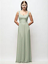 Front View Thumbnail - Celadon Scoop Neck Tank Strap Chiffon Maxi Dress