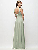 Rear View Thumbnail - Celadon Scoop Neck Tank Strap Chiffon Maxi Dress