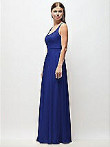 Side View Thumbnail - Cobalt Blue Scoop Neck Tank Strap Chiffon Maxi Dress