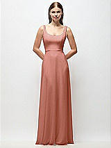 Front View Thumbnail - Desert Rose Scoop Neck Tank Strap Chiffon Maxi Dress